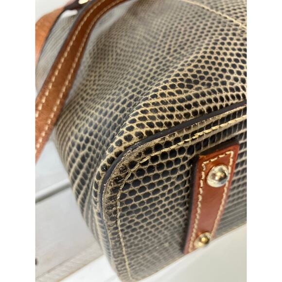 DOONEY & BOURKE LARGE GRAY ANIMAL PRINT LEATHER SHOUDLER BAG - Picture 9 of 15